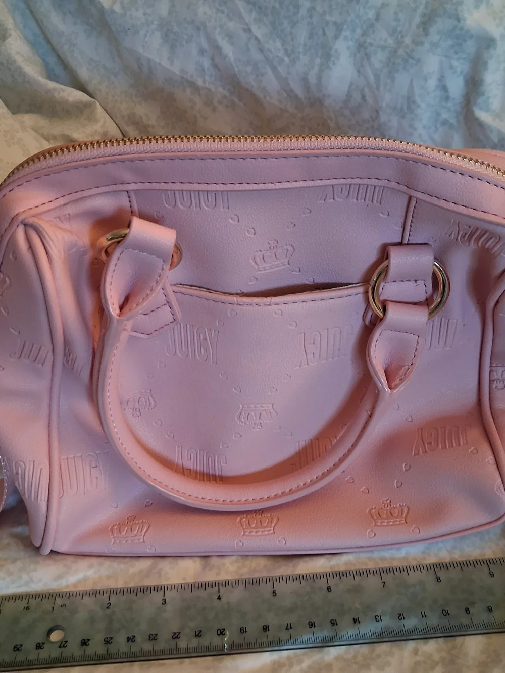 Juicy Couture Debossed Logo Crown Speedy Satchel Pink